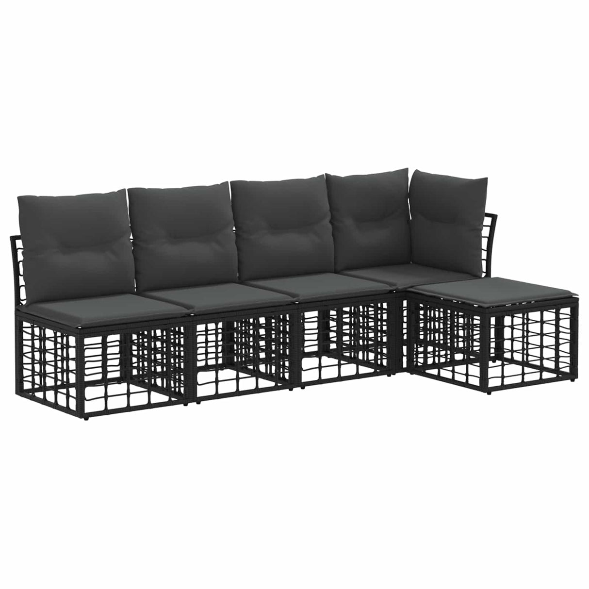 vidaXL Outdoor Sofa Set Black Polyester