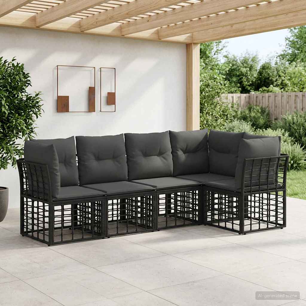 vidaXL Buiten bank set Zwart Polyester