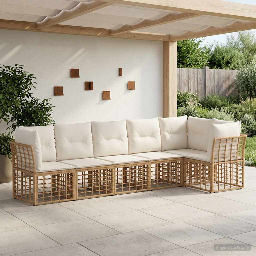 vidaXL Tuinbank Set 6 pcs Zwart poly rattan