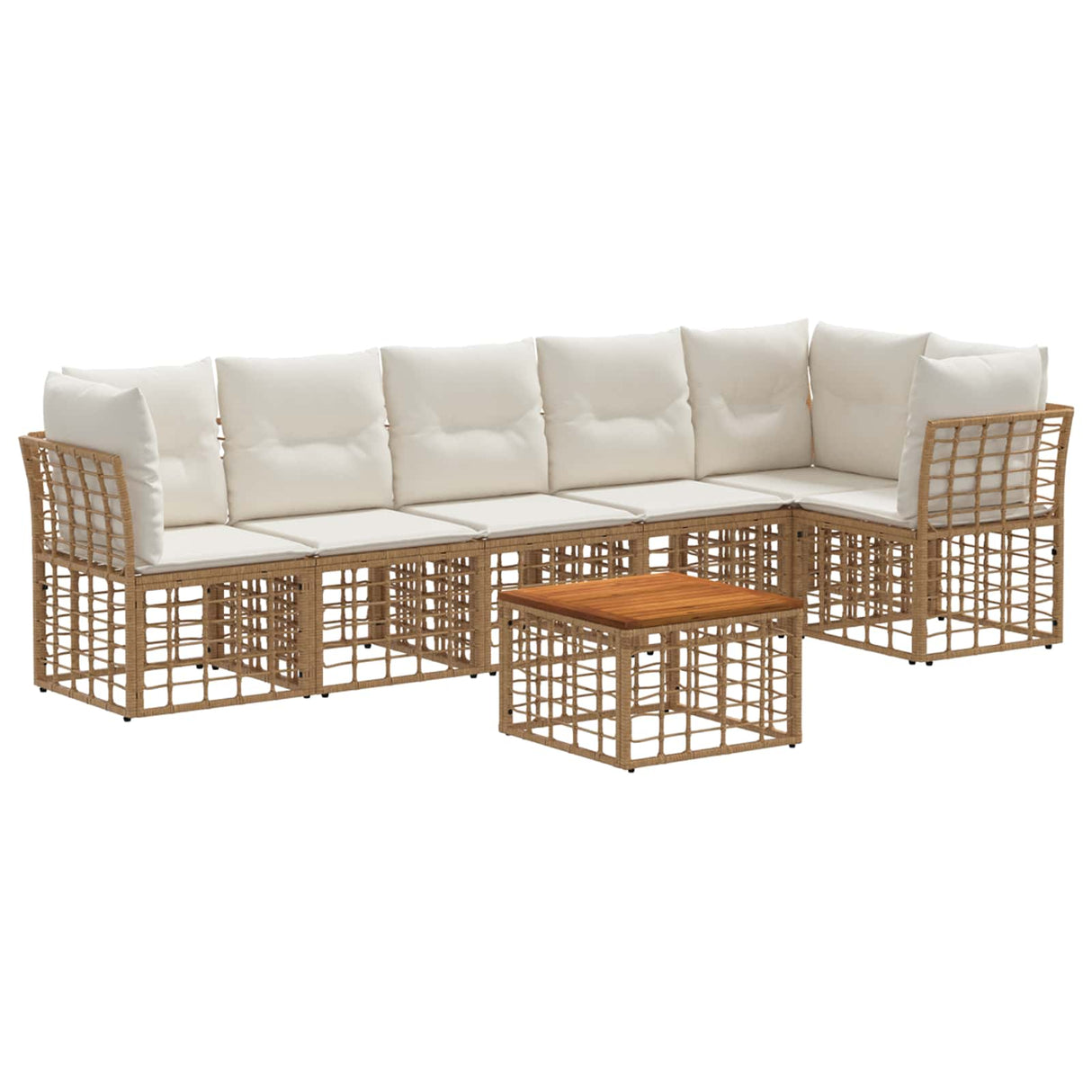 vidaXL Tuinbank Set 6 pcs Zwart poly rattan