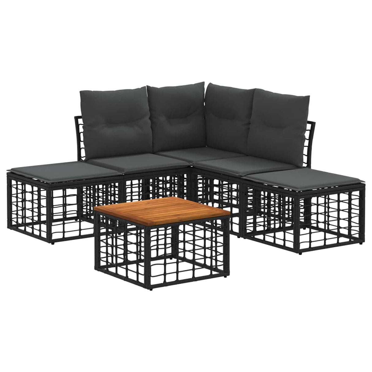 vidaXL Buiten bank set Zwart Polyester