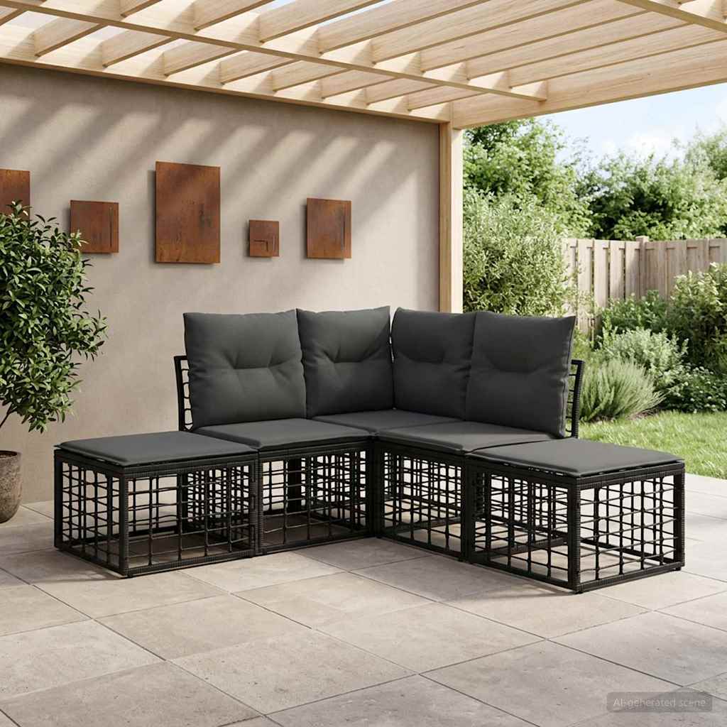 vidaXL Buiten bank set Zwart Polyester