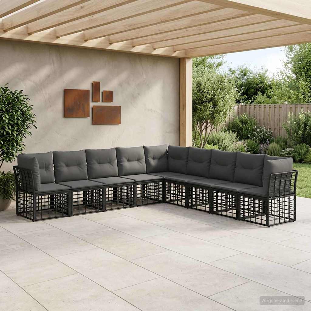 vidaXL Buiten bank set Zwart Polyester