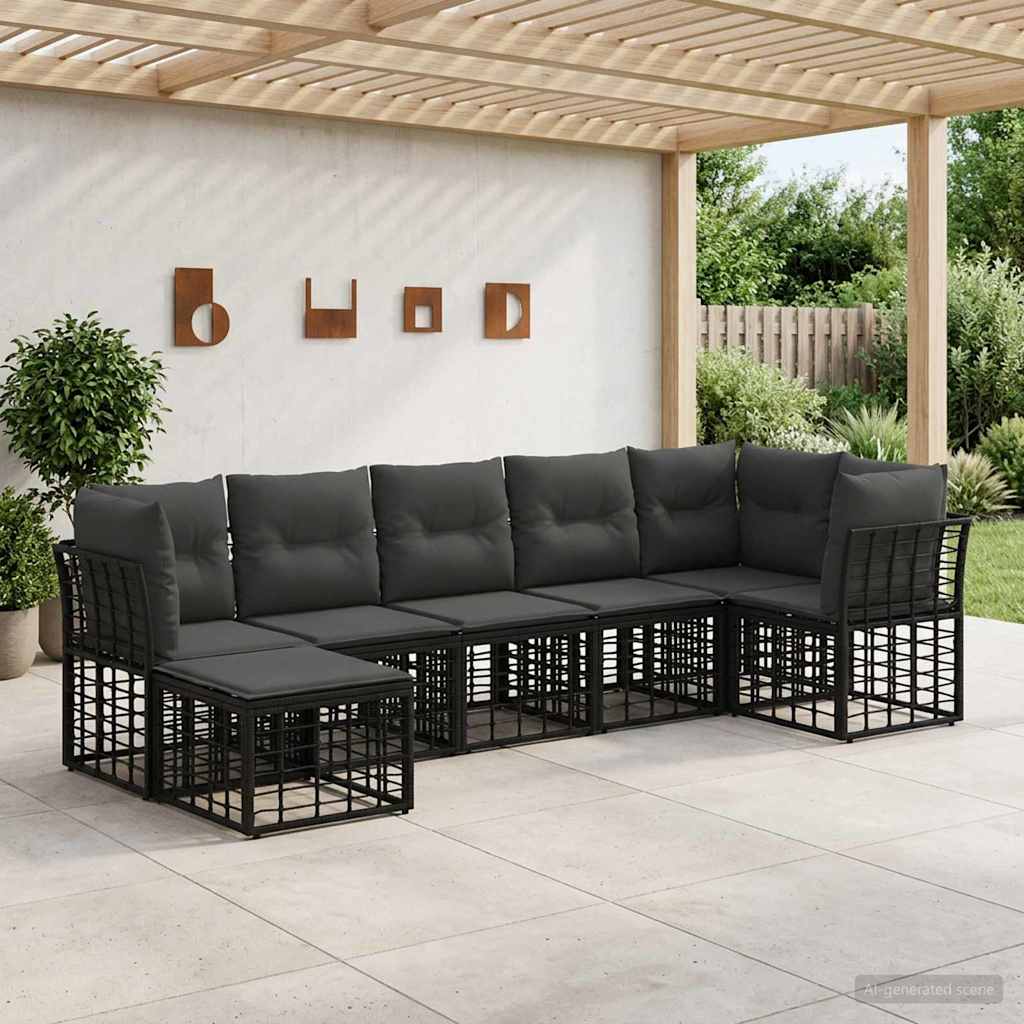 vidaXL Buiten bank set Zwart Polyester
