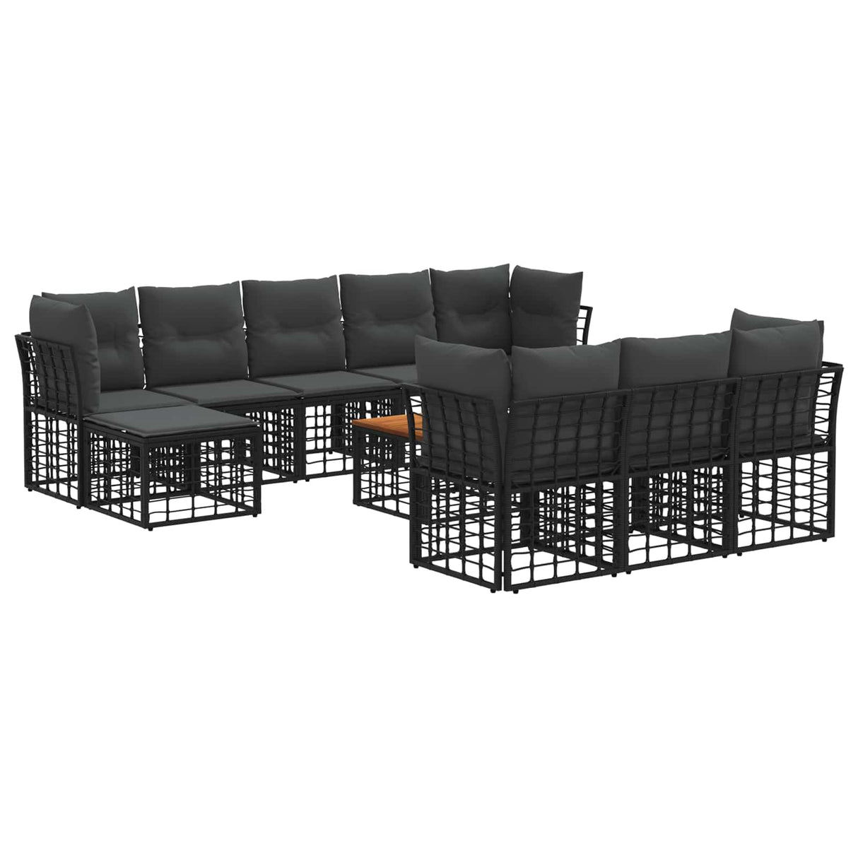 vidaXL Buiten bank set Zwart en Donker Grijs Polyester