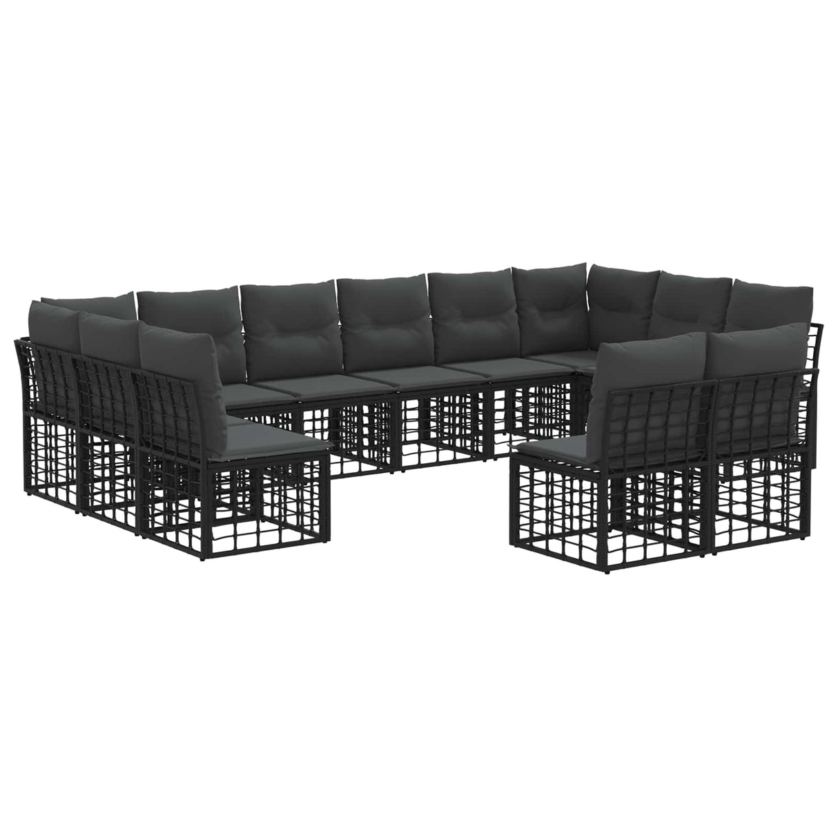 vidaXL Outdoor Sofa Set Black and Dark Grey Polyester