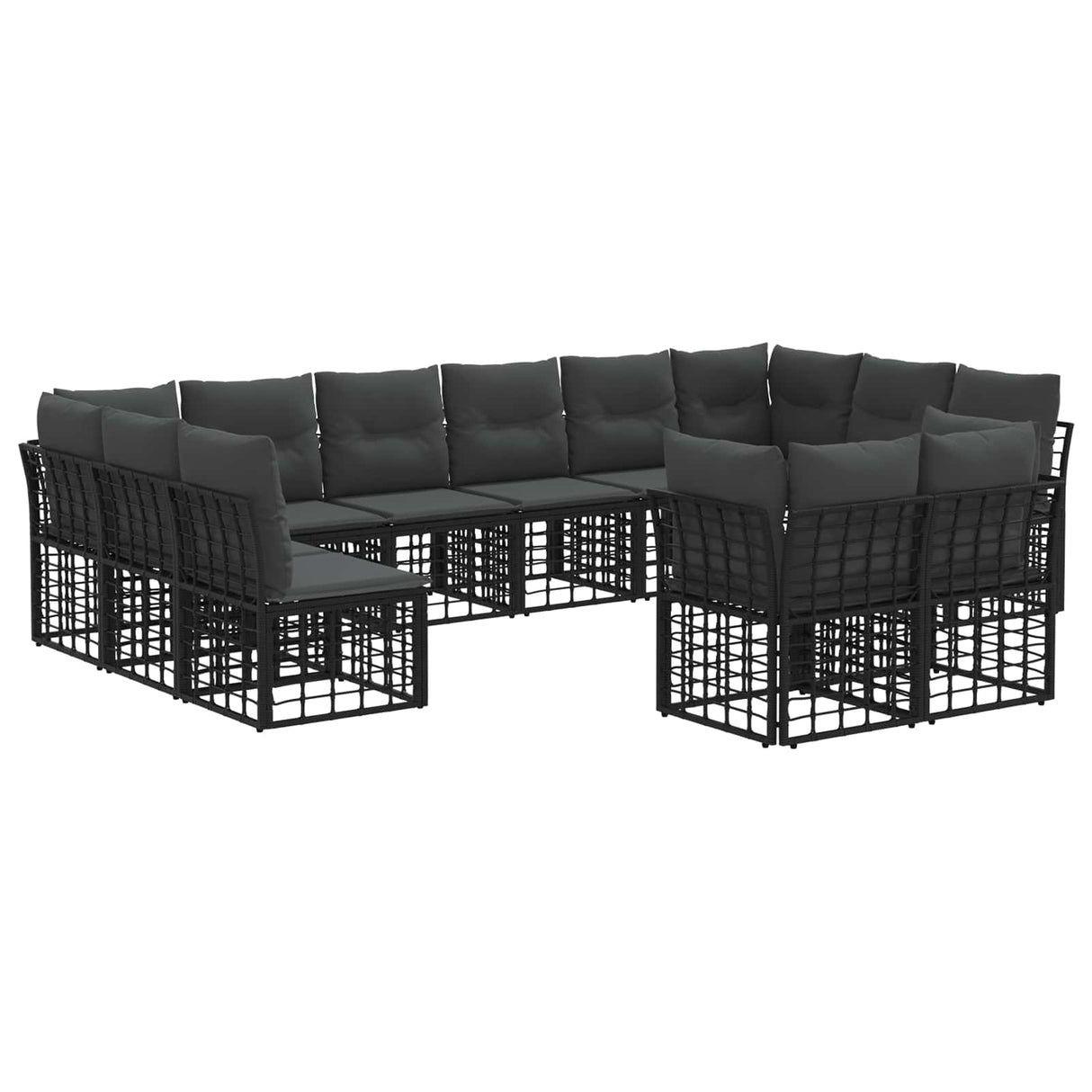 vidaXL Buiten bank set Zwart en Donker Grijs Polyester
