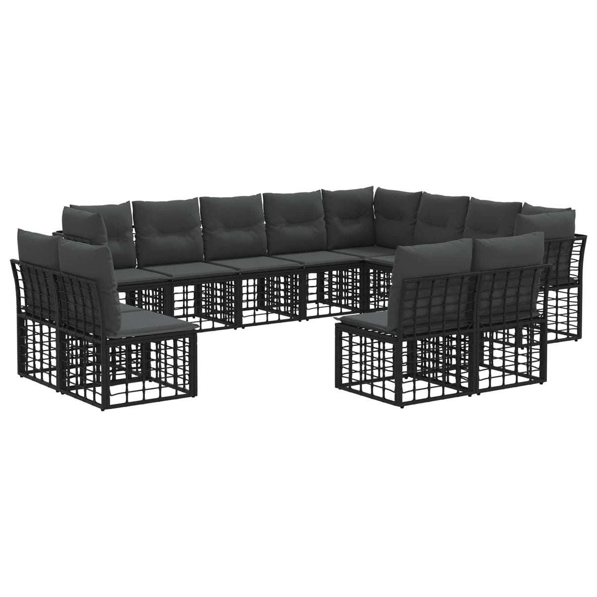 vidaXL Buiten bank set Zwart en Donker Grijs Polyester
