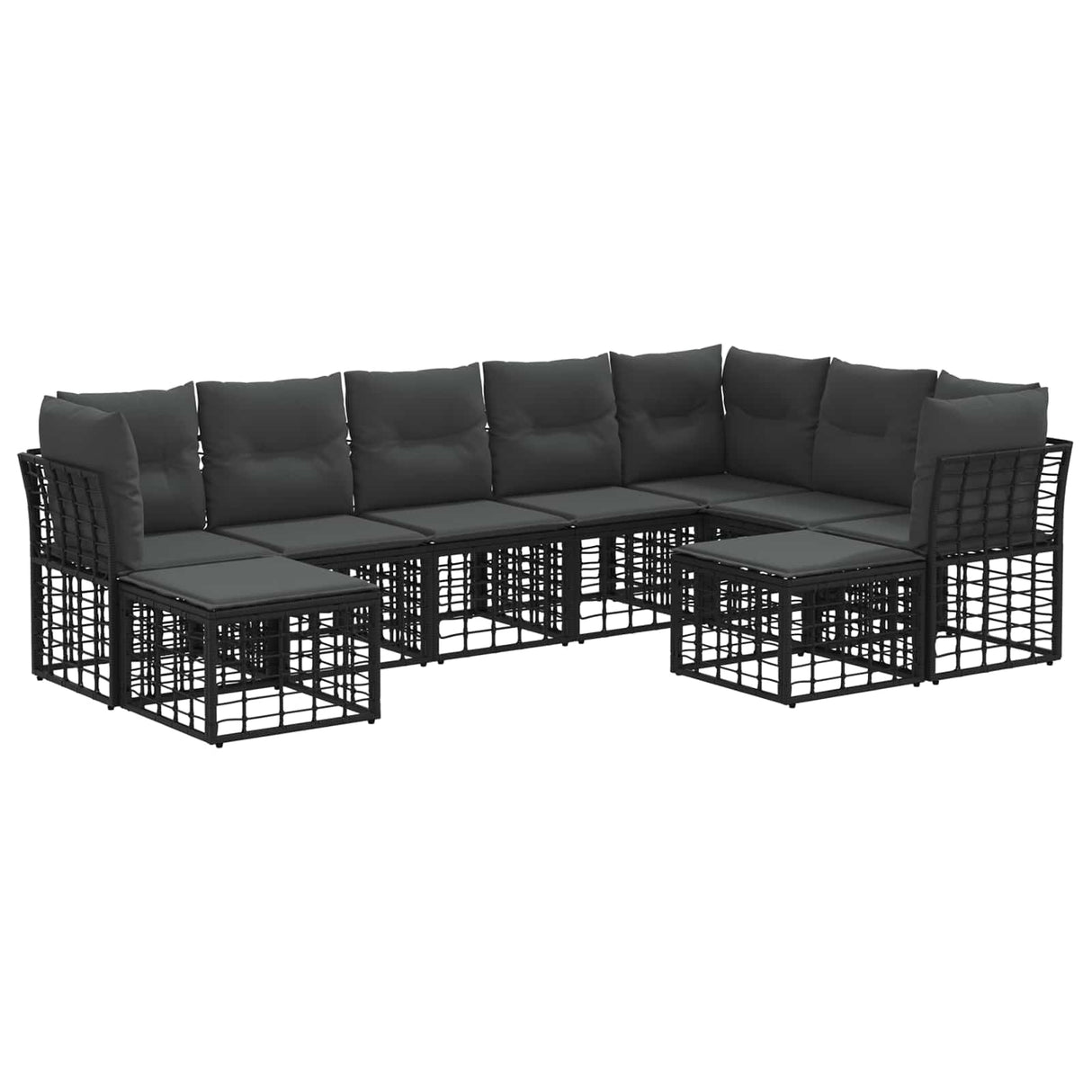 vidaXL Buiten bank set Zwart en Donker Grijs Polyester