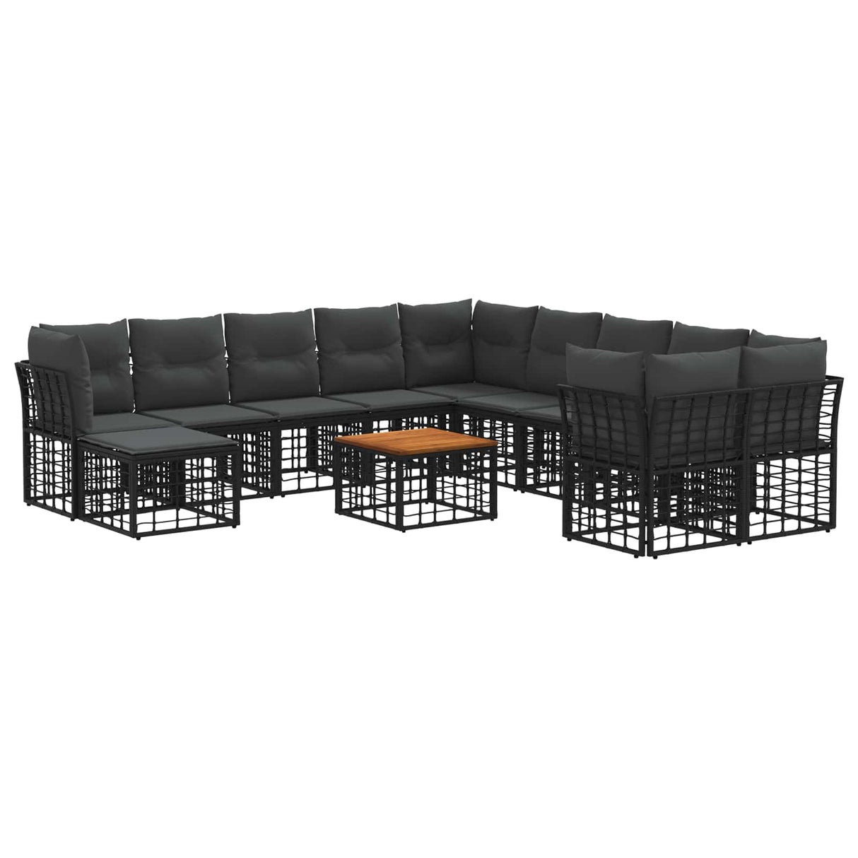 vidaXL Outdoor Sofa Set 11 pcs Black and Dark Grey Polyester