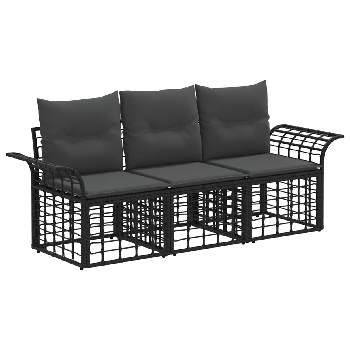 vidaXL Outdoor Sofa Set 3 pcs Black and Dark Grey Polyester