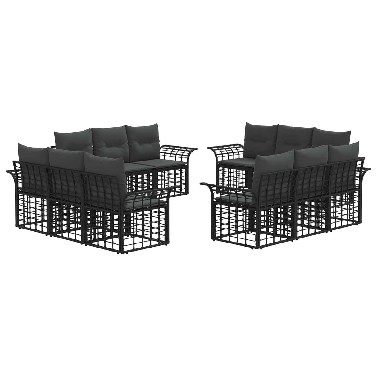 vidaXL Buiten bank set 12 pcs Zwart en Donker Grijs Polyester