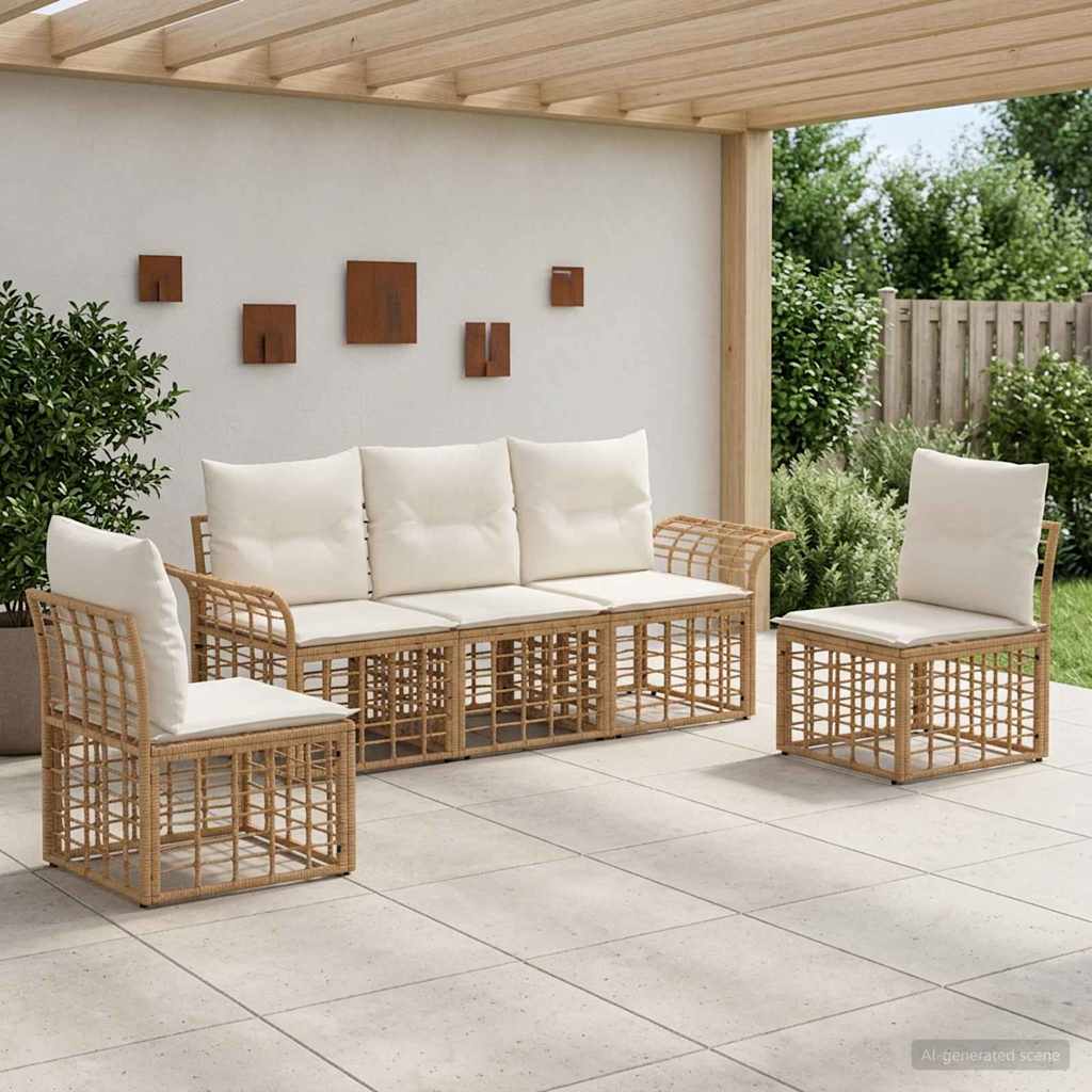 vidaXL Outdoor Sofa Set 5 pcs Black and Dark Grey Polyester
