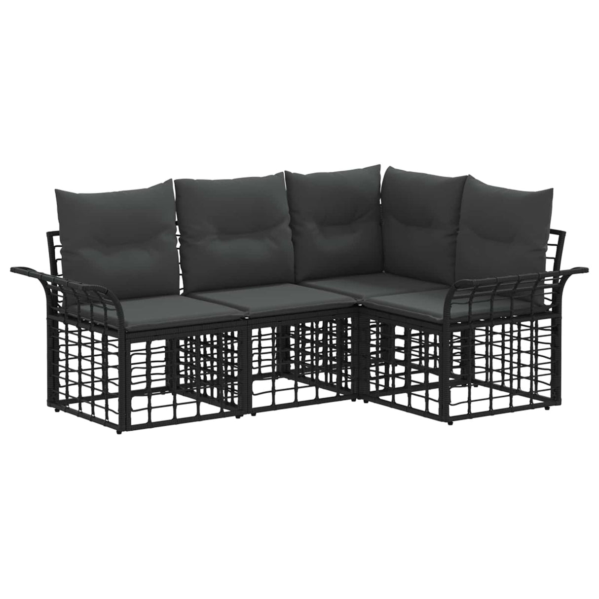 vidaXL Buiten bank set 4 pcs Zwart en Donker Grijs Polyester
