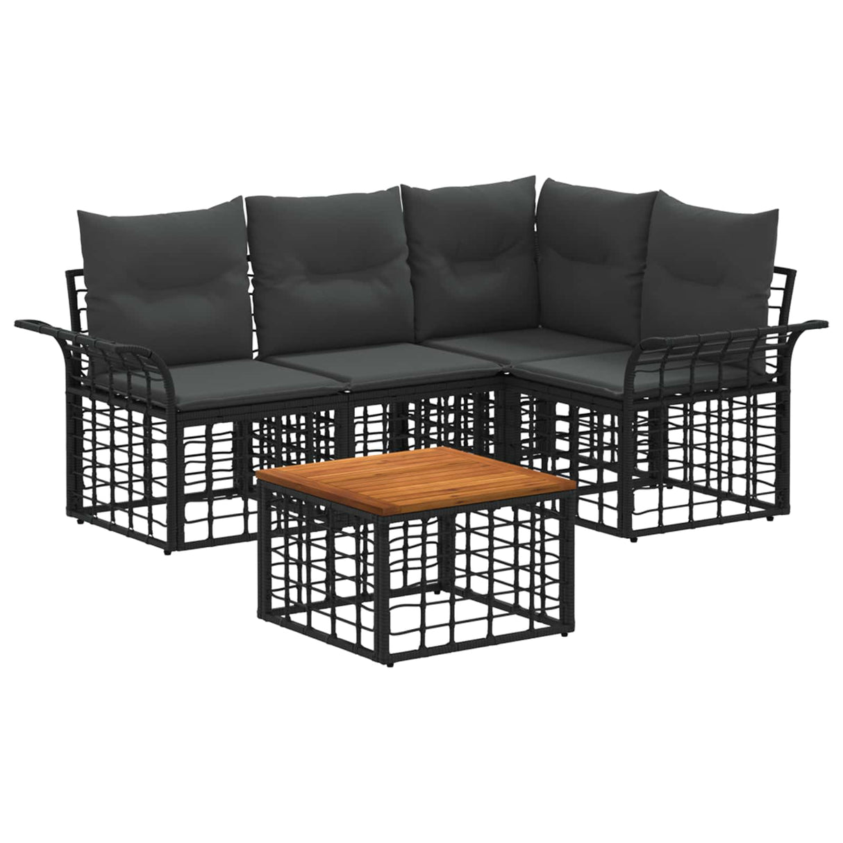vidaXL Buiten bank set 4 pcs Zwart en Donker Grijs Polyester