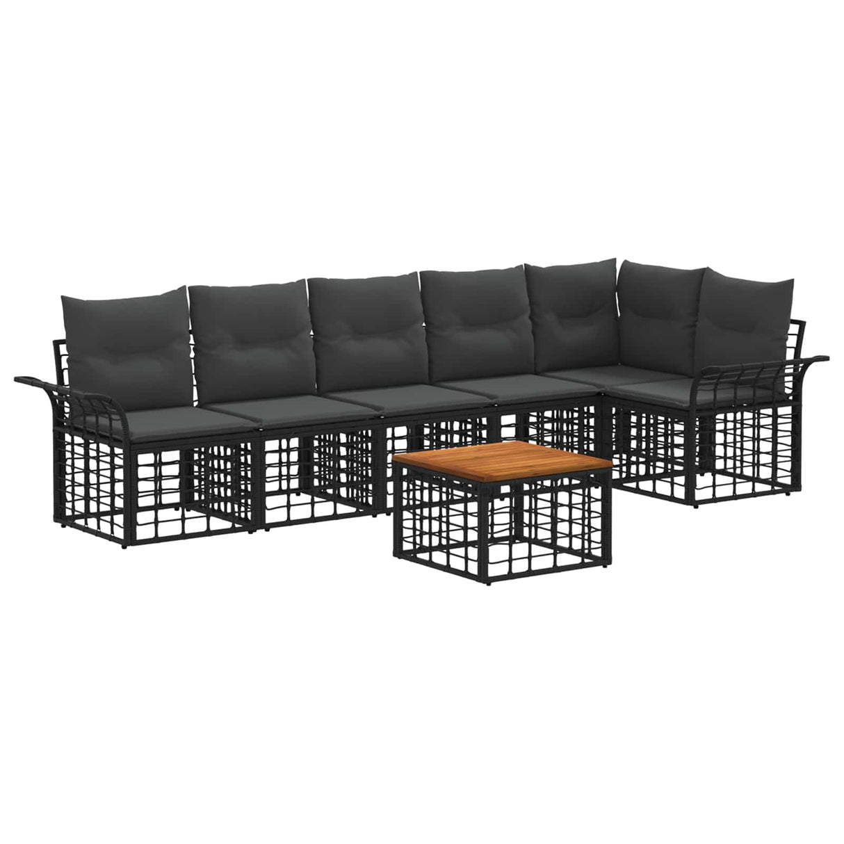 vidaXL Outdoor Sofa Set 6 pcs Black and Dark Grey Polyester