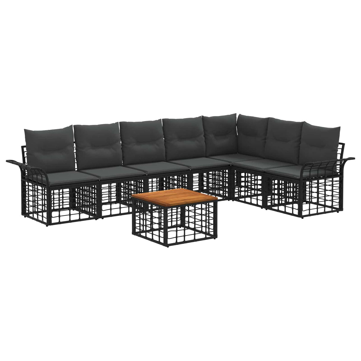 vidaXL Buiten bank set 7 pcs Zwart en Donker Grijs Polyester