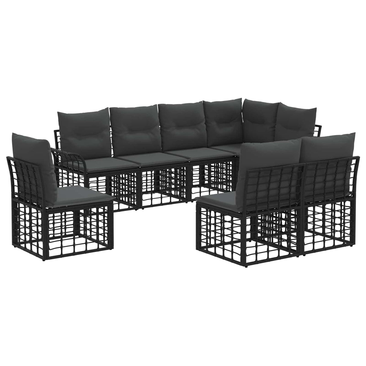 vidaXL Buiten bank set 8 pcs Zwart en Donker Grijs Polyester
