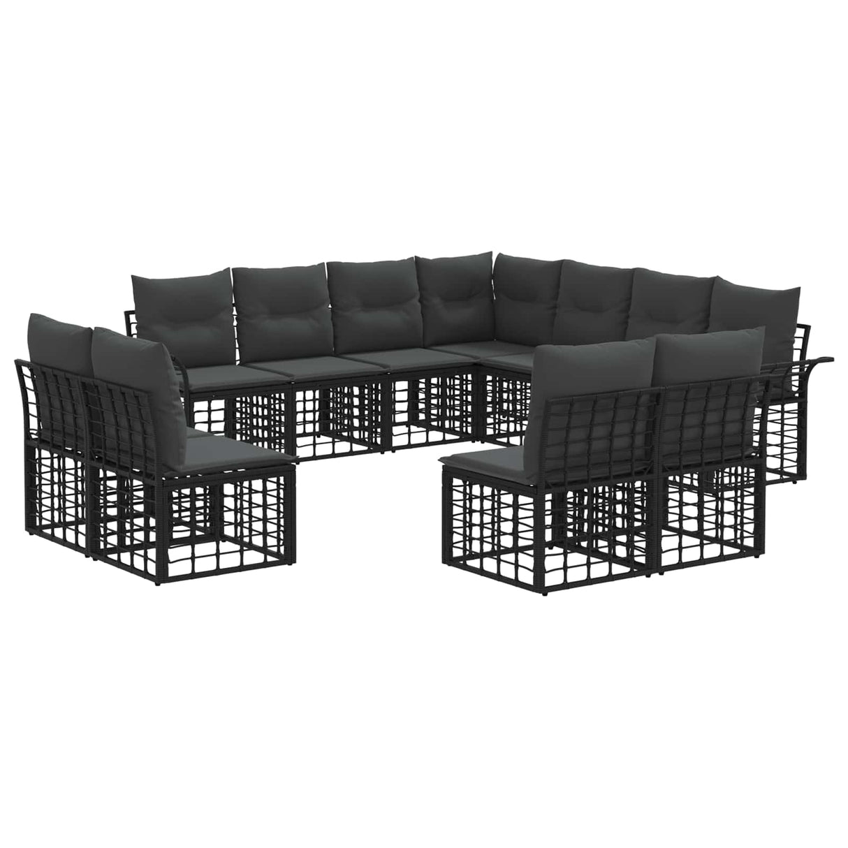 vidaXL Buiten bank set 11 pcs Zwart en Donker Grijs Polyester