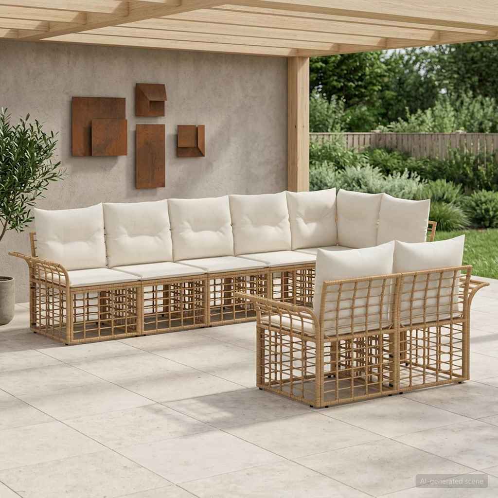 vidaXL Buiten bank set 8 pcs Zwart en Donker Grijs poly rattan