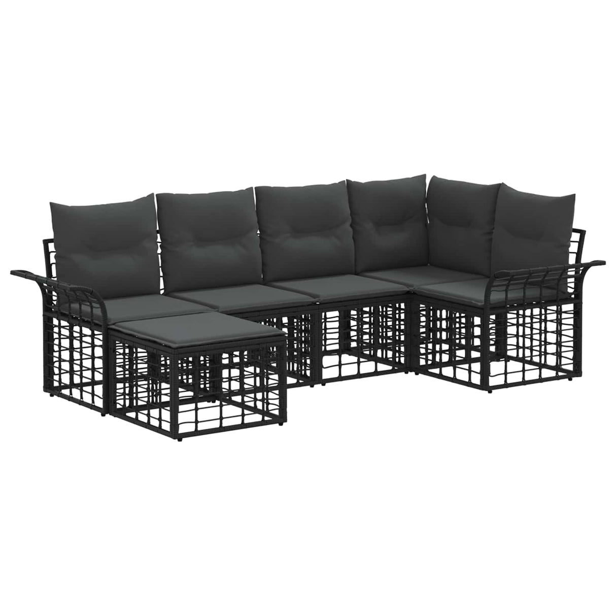 vidaXL Outdoor Sofa Set 6 pcs Black and Dark Grey Polyester