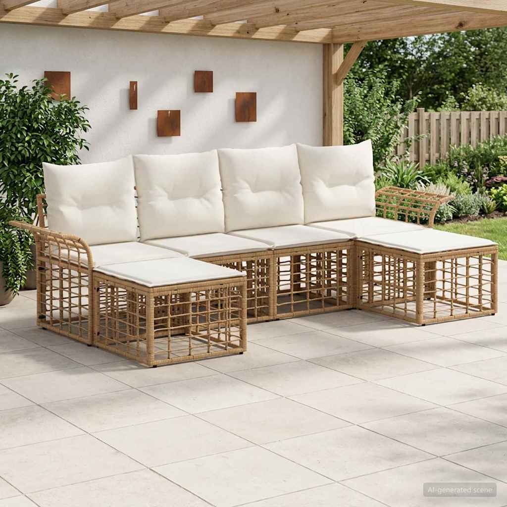 vidaXL Outdoor Sofa Set 6 pcs Black and Dark Grey Polyester