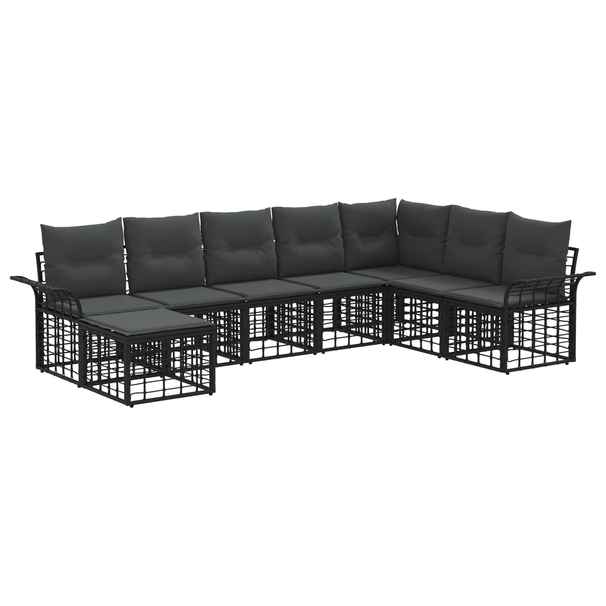 vidaXL Buiten bank set 8 pcs Zwart en Donker Grijs Polyester
