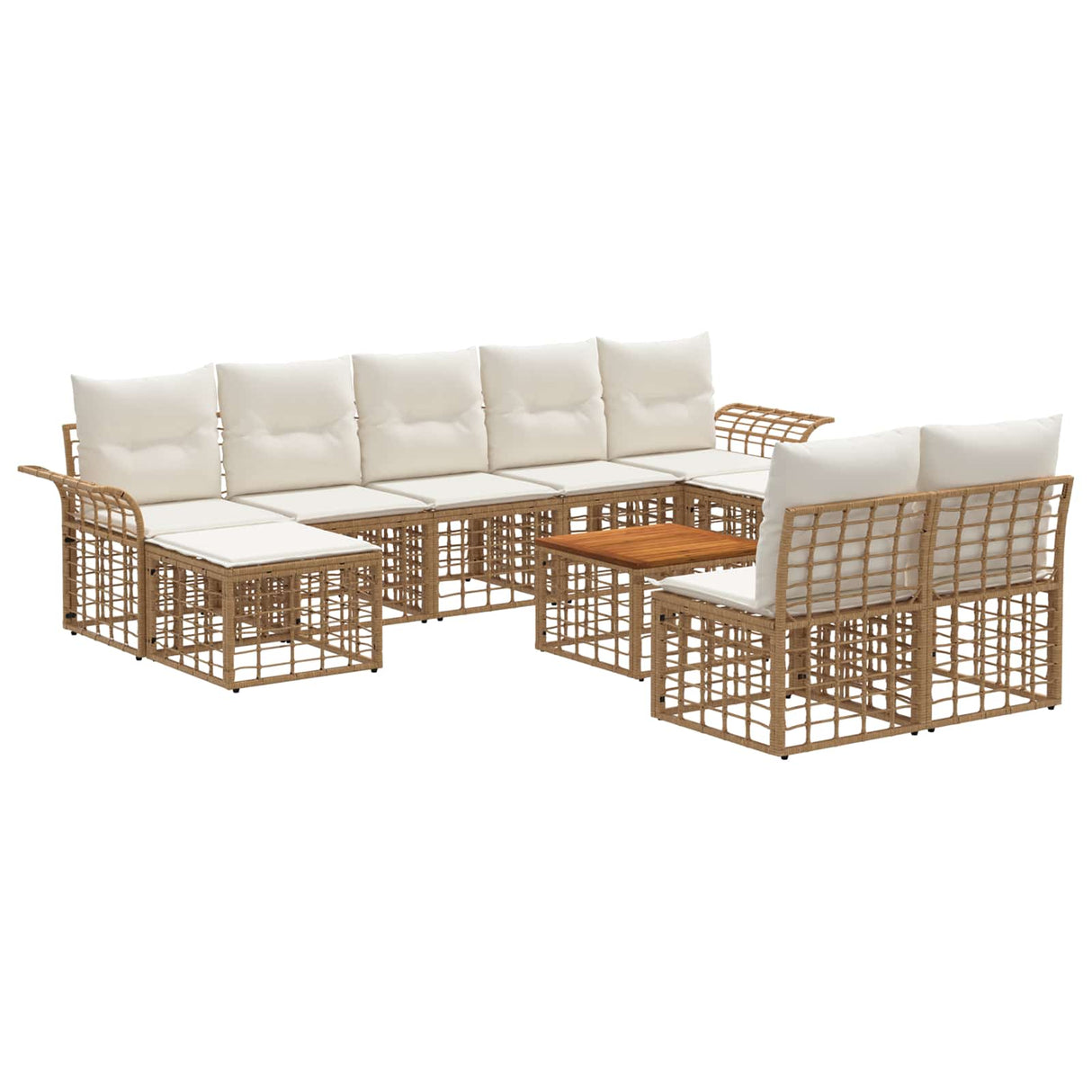 vidaXL Buiten bank set 9 pcs Zwart en Donker Grijs Polyester
