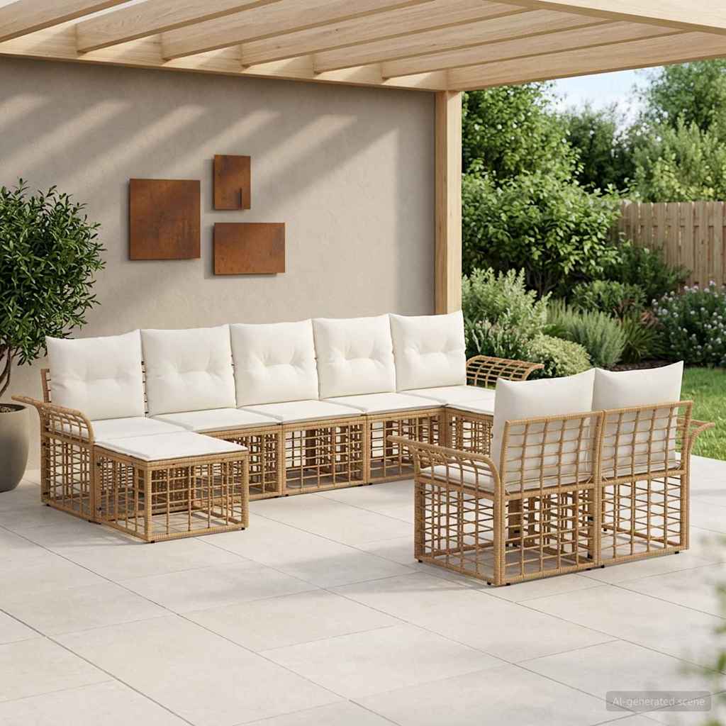 vidaXL Buiten bank set 9 pcs Zwart en Donker Grijs Polyester