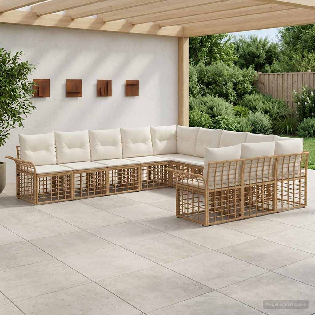 vidaXL Outdoor Sofa Set 11 pcs Black and Dark Grey Polyester