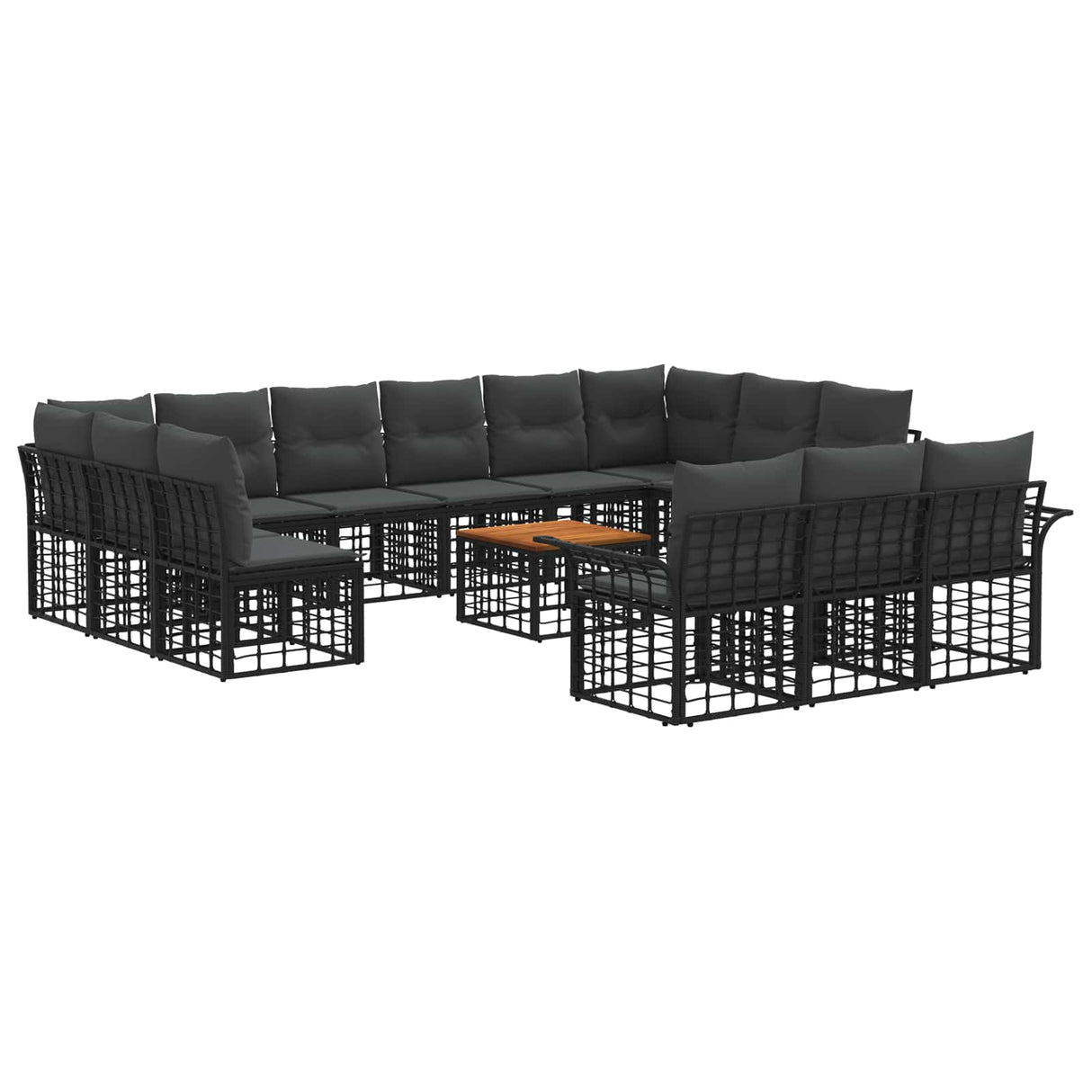 vidaXL Outdoor Lounge Set 13 pcs Black and Dark Grey Polyester