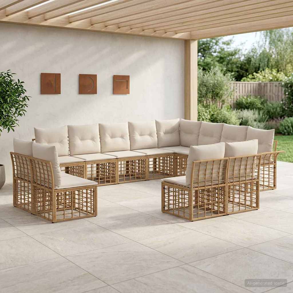 vidaXL Outdoor Sofa Set 12 pcs Black and Dark Grey Polyester