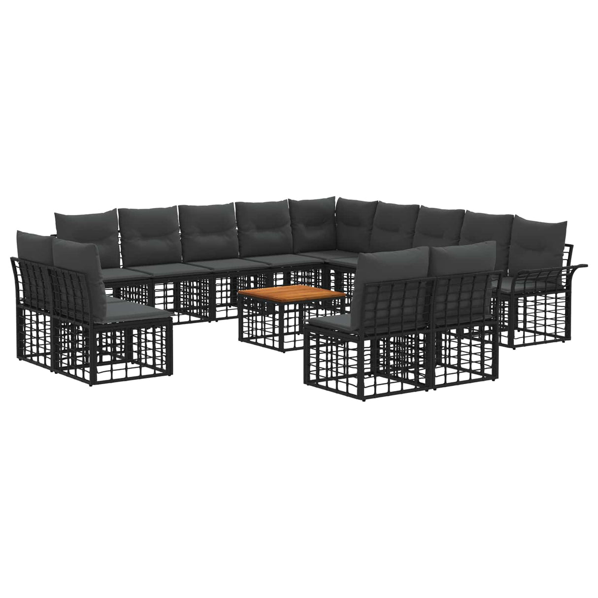 vidaXL Buiten bank set 13 pcs Zwart en Donker Grijs Polyester