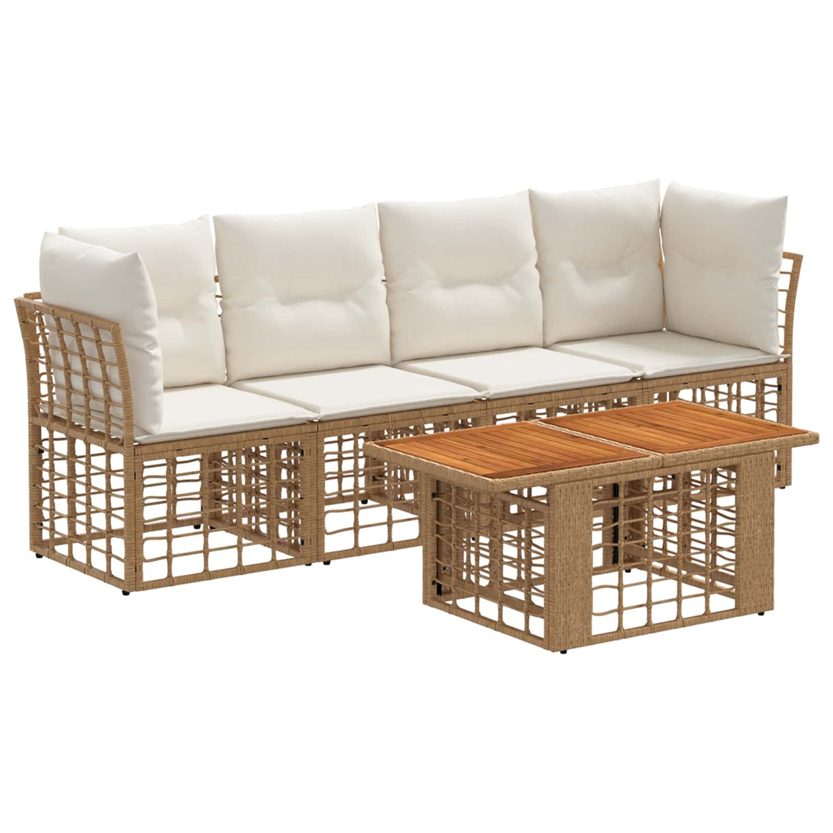 vidaXL Tuinbank Set 5 st Zwart en Donkergrijs poly rattan