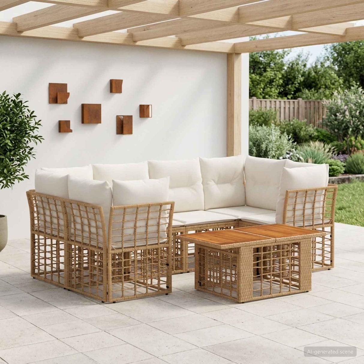 vidaXL Tuinbank Set 7 st Zwart en Donkergrijs poly rattan