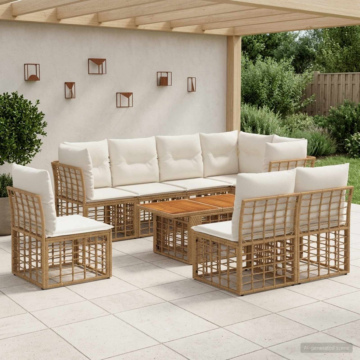 vidaXL Tuinbank Set 9 st Zwart en Donkergrijs poly rattan