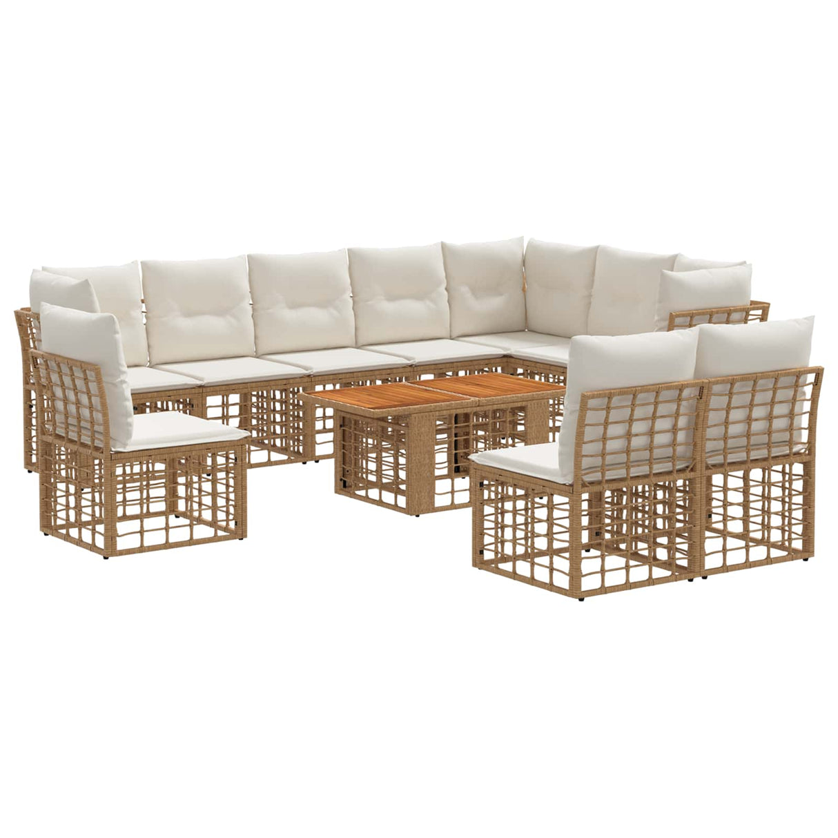 vidaXL Tuinbank Set 11 st Zwart en Donkergrijs poly rattan