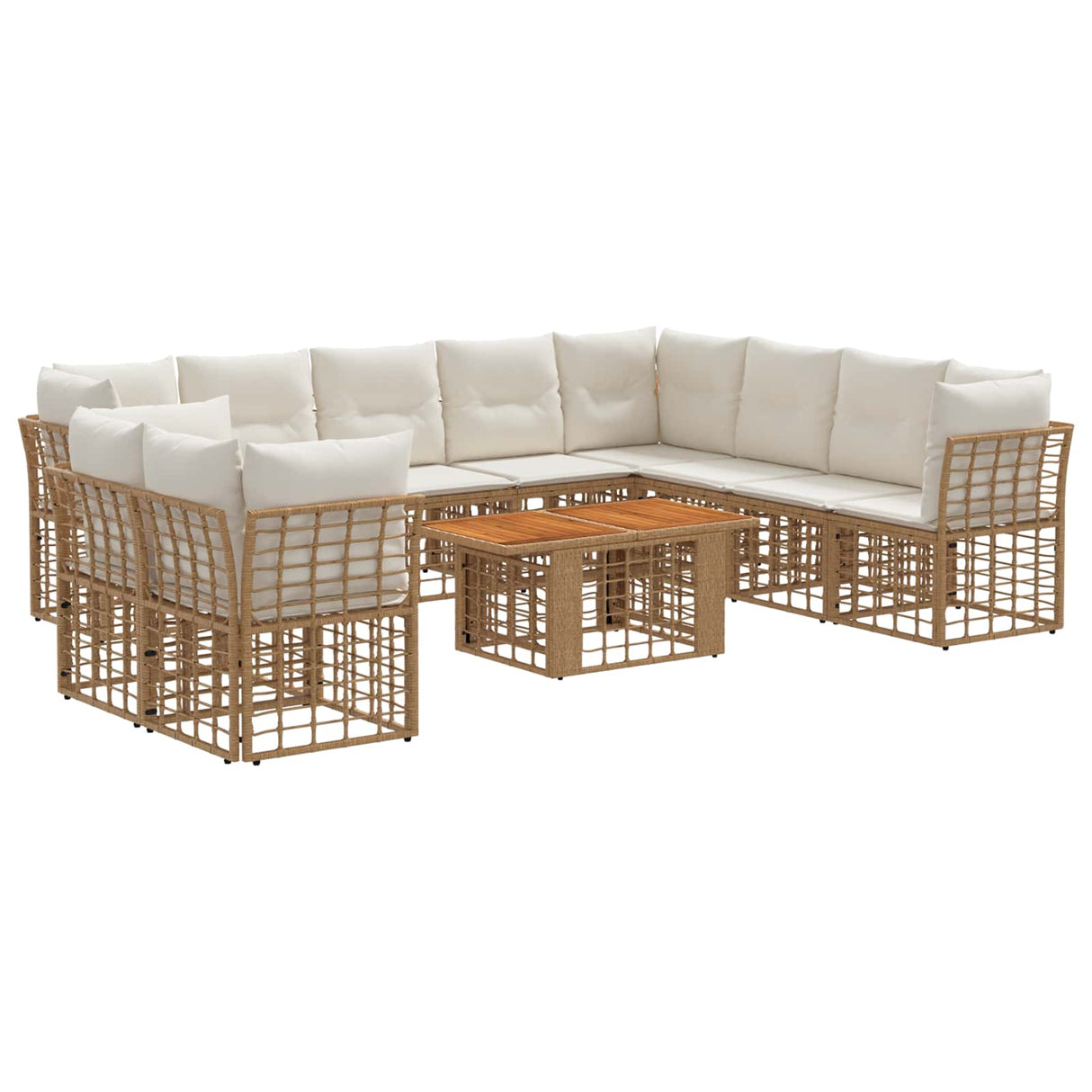 vidaXL Tuinbank Set 11 st Zwart en Donkergrijs poly rattan