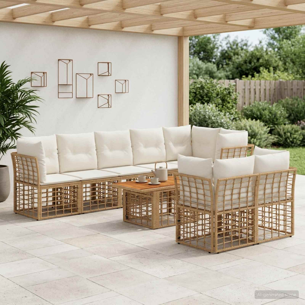 vidaXL Tuinbank Set 9 st Zwart en Donkergrijs poly rattan