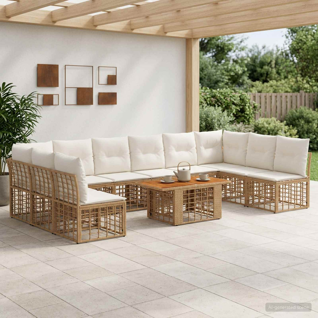 vidaXL Tuinbank Set 11 st Zwart en Donkergrijs poly rattan