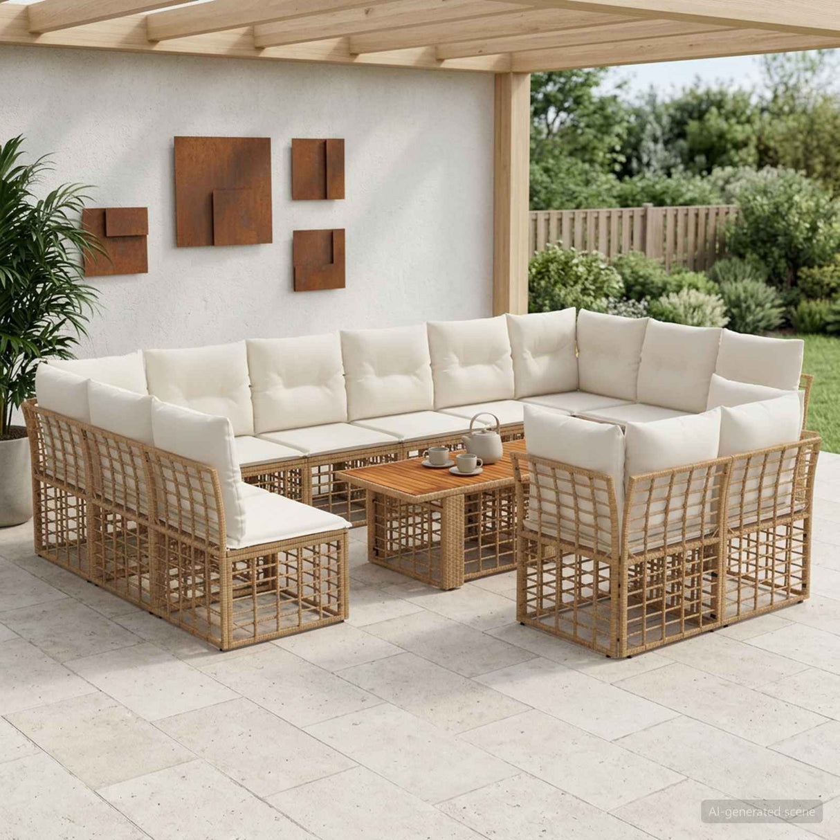 vidaXL Tuinbank Set 13 st Zwart en Donkergrijs poly rattan