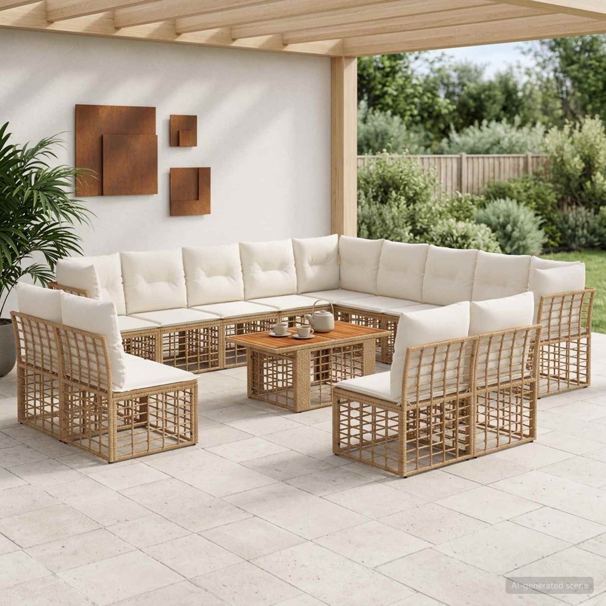 vidaXL Tuinbank Set 14 st Zwart en Donkergrijs poly rattan