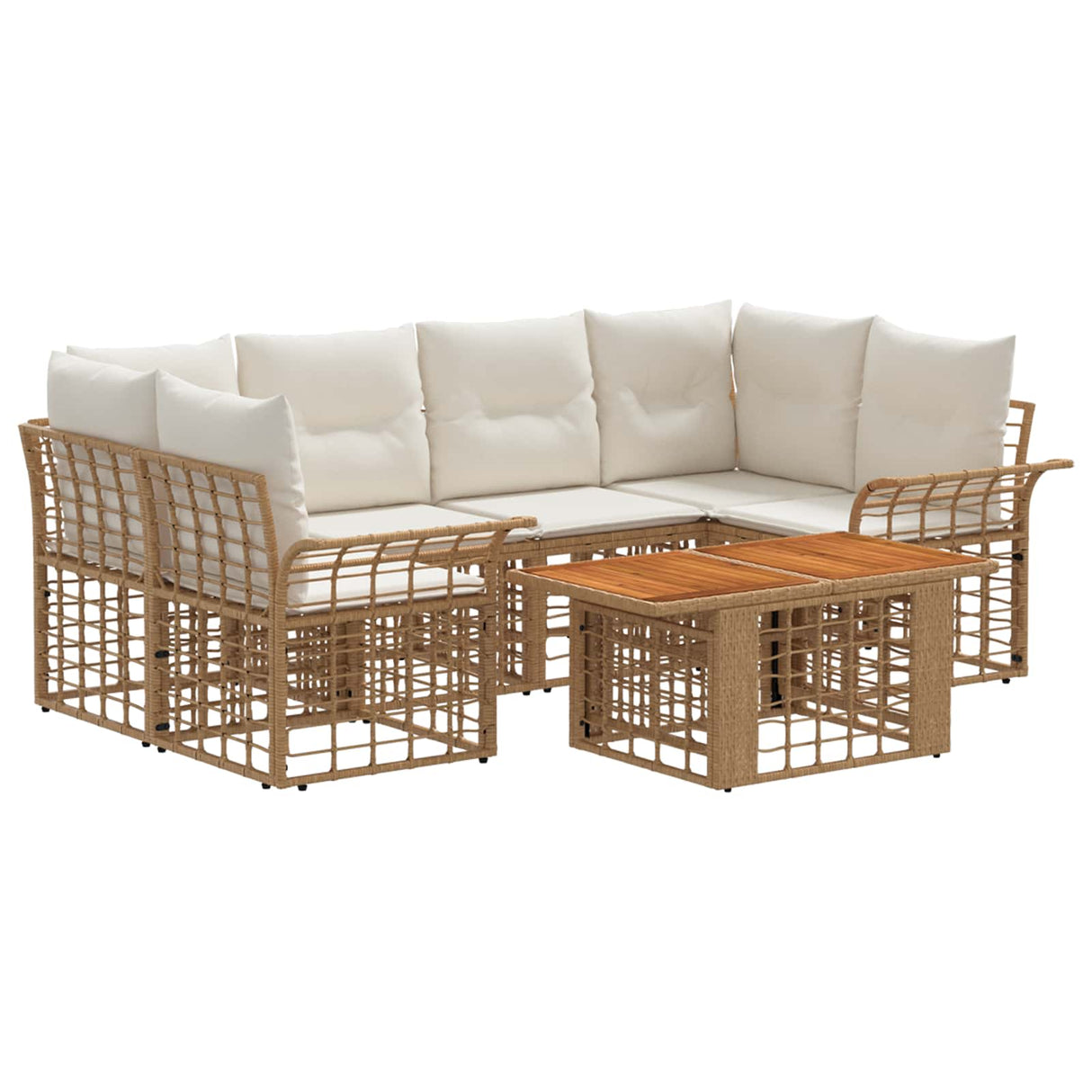 vidaXL Tuinbank Set 7 st Zwart en Donkergrijs poly rattan