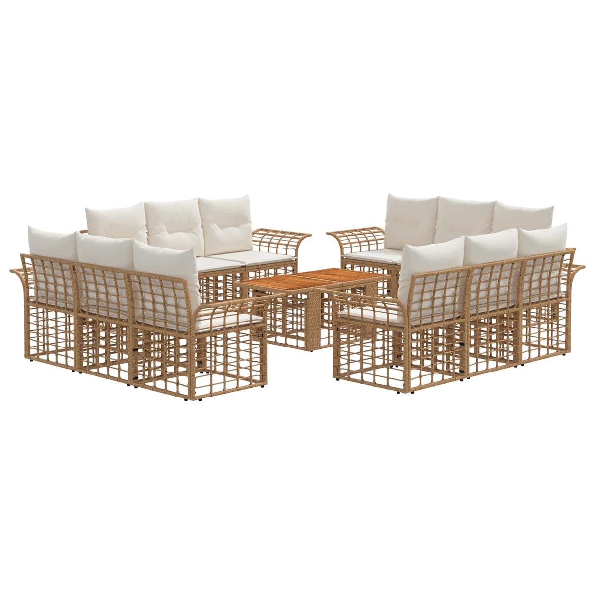 vidaXL Tuinbank Set 13 st Zwart en Donkergrijs poly rattan