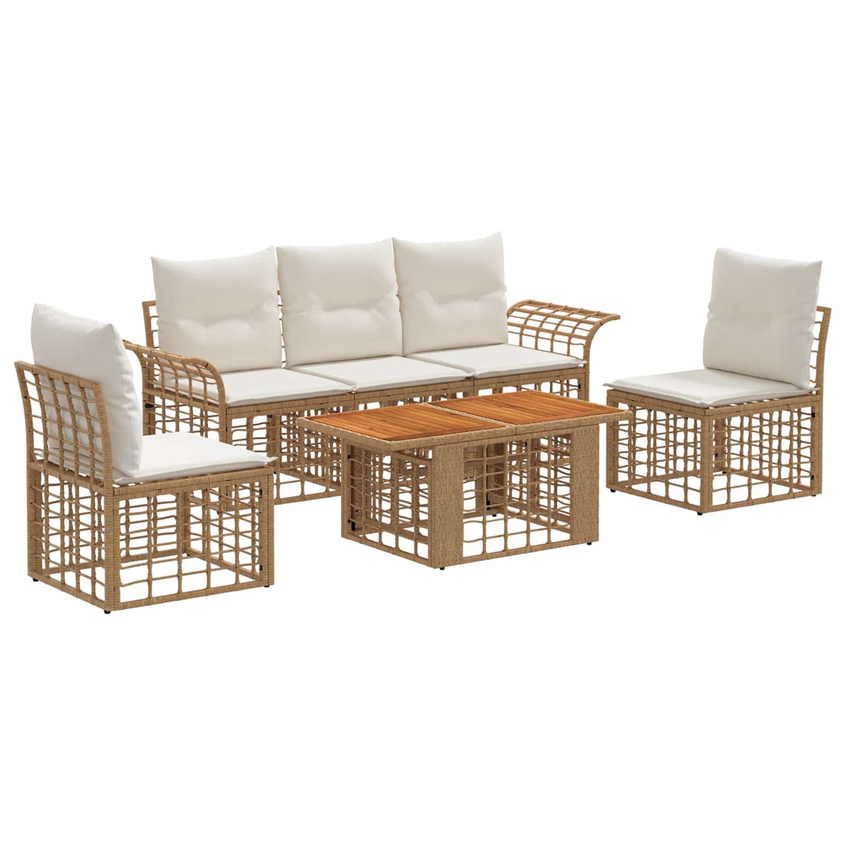 vidaXL Garden Sofa Set 6 pcs Black and Dark Grey poly rattan
