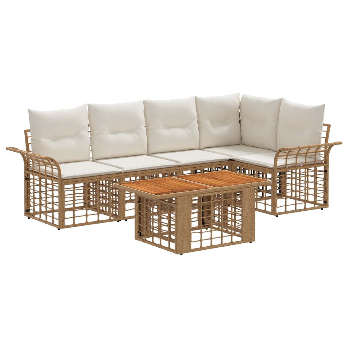 vidaXL Tuinbank Set 6 st Zwart en Donkergrijs poly rattan
