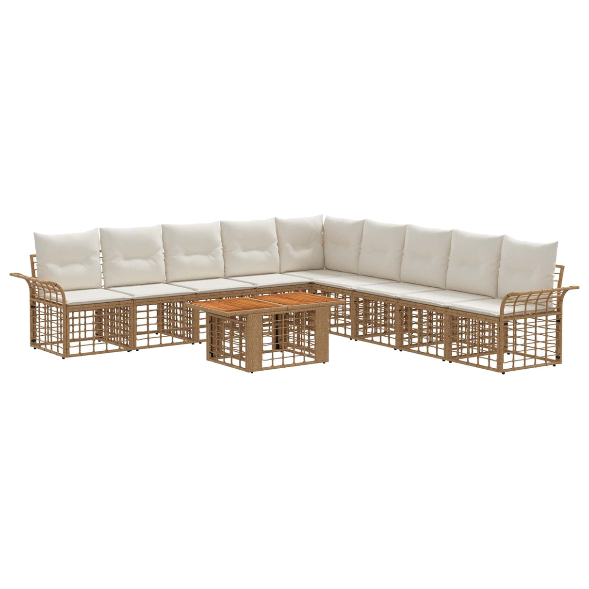vidaXL Tuinbank Set 10 st Zwart en Donkergrijs poly rattan