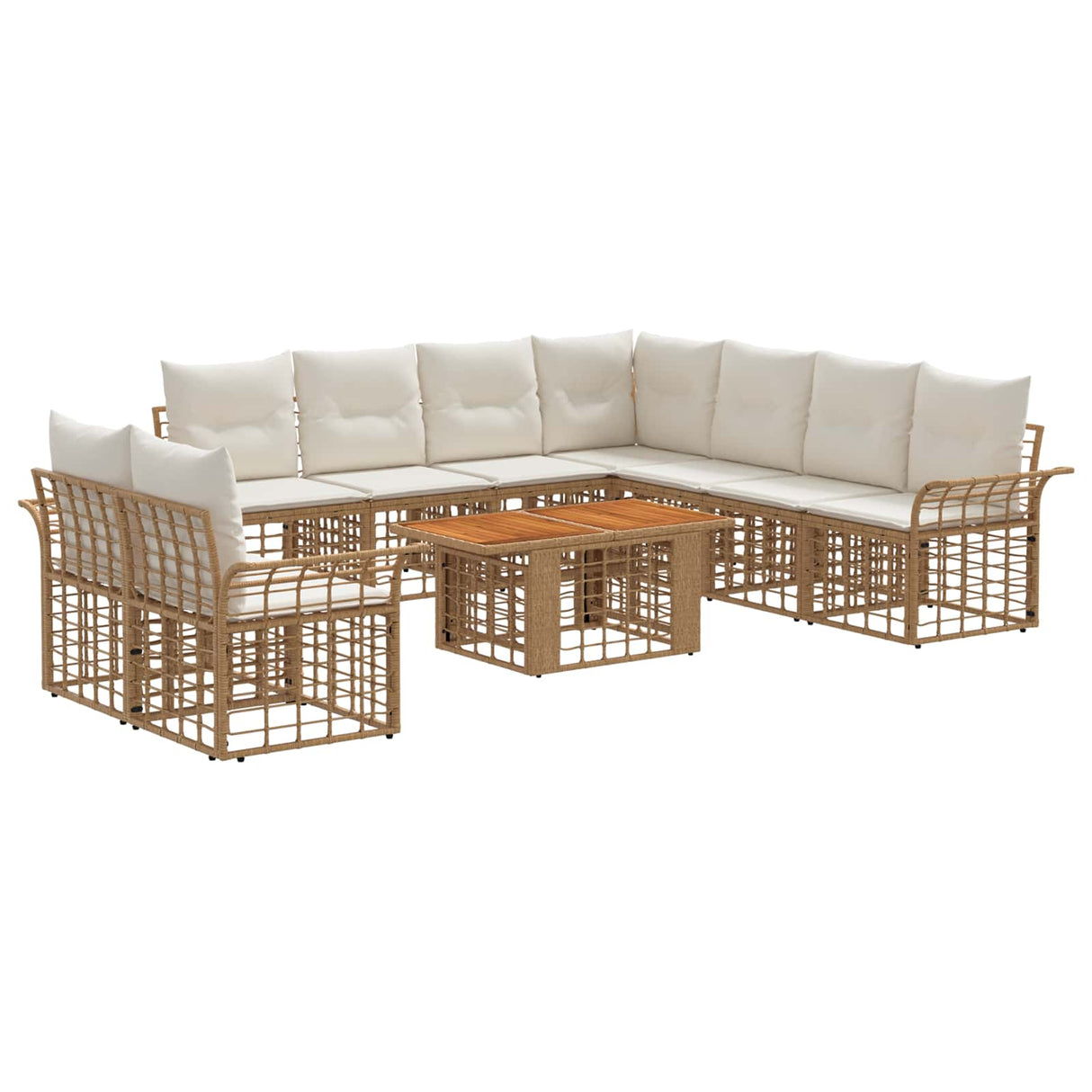 vidaXL Tuinbank Set 10 st Zwart en Donkergrijs poly rattan