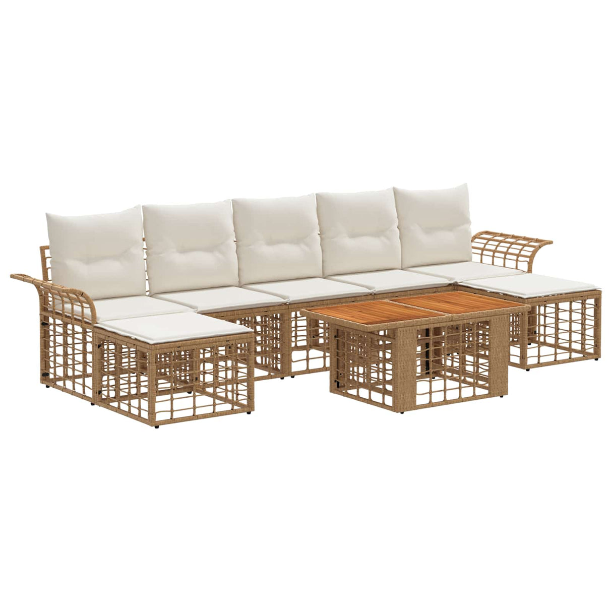 vidaXL Tuinbank Set 8 st Zwart en Donkergrijs poly rattan