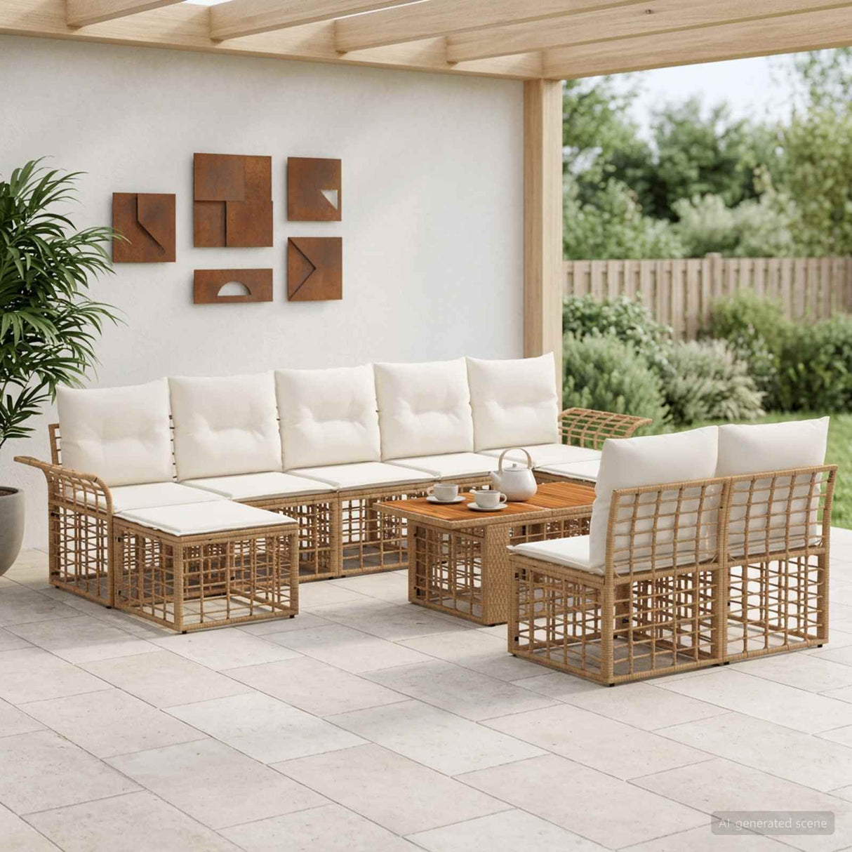 vidaXL Tuinbank Set 10 st Zwart en Donkergrijs poly rattan